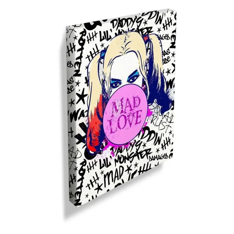 Quadro Esquadrão Suicida Mad Love 40cmx30cm Urban Branco
