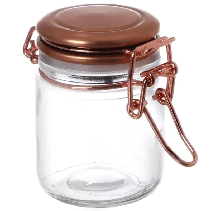 Pote de Vidro Hermético 50ml Tampa Cobre Cooper Flip Round