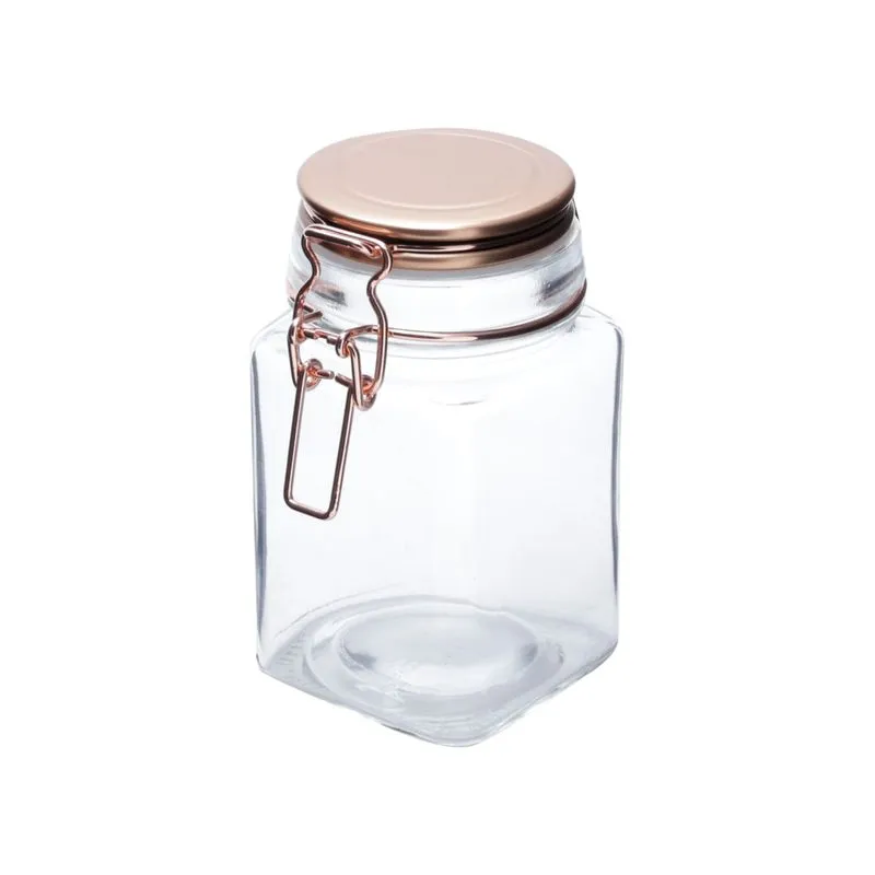 Pote de Vidro Hermético 285ml Cobre Cooper Flip Square Urban