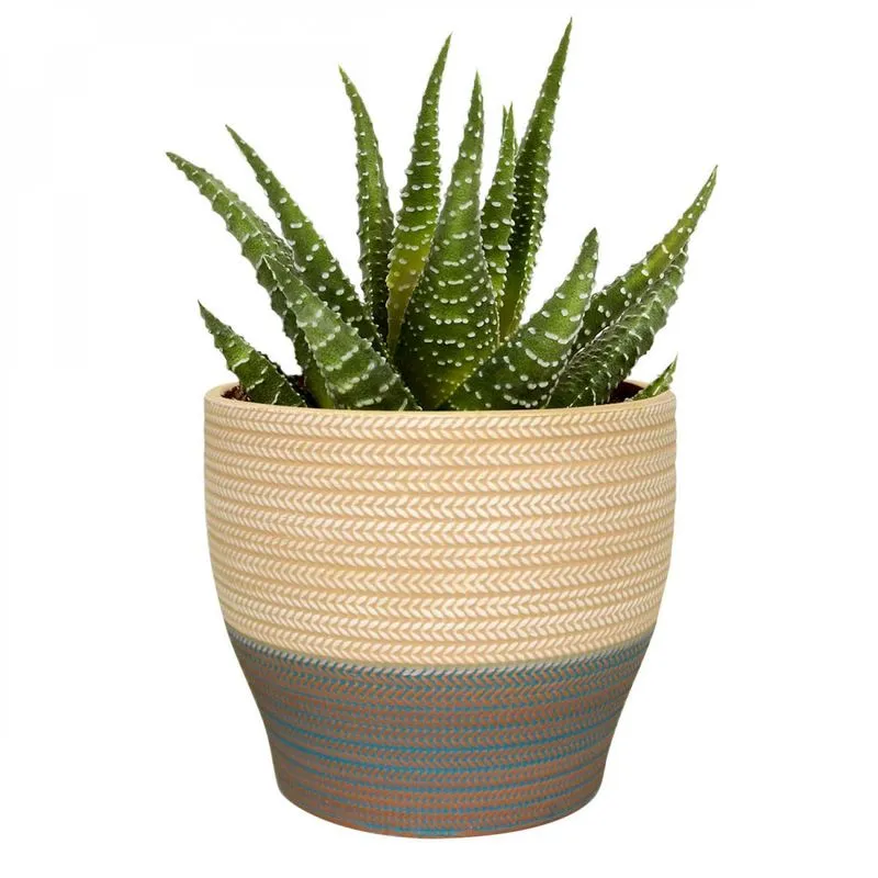 Cachepot Cerâmica Embroideries Urban Bege