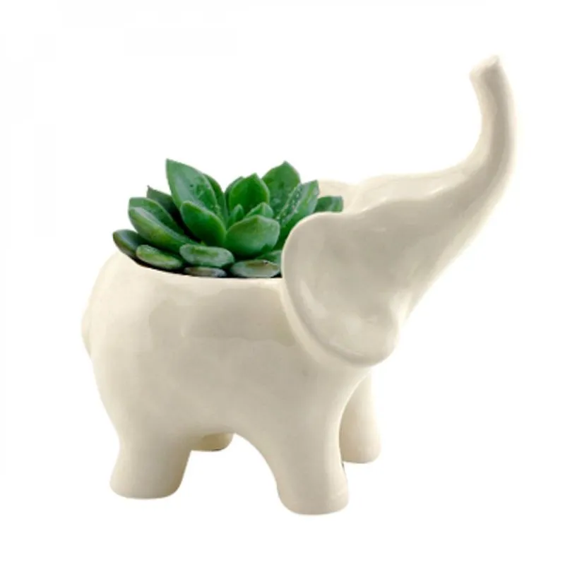 Cachepot Cerâmica Animals Elephant Urban Branco