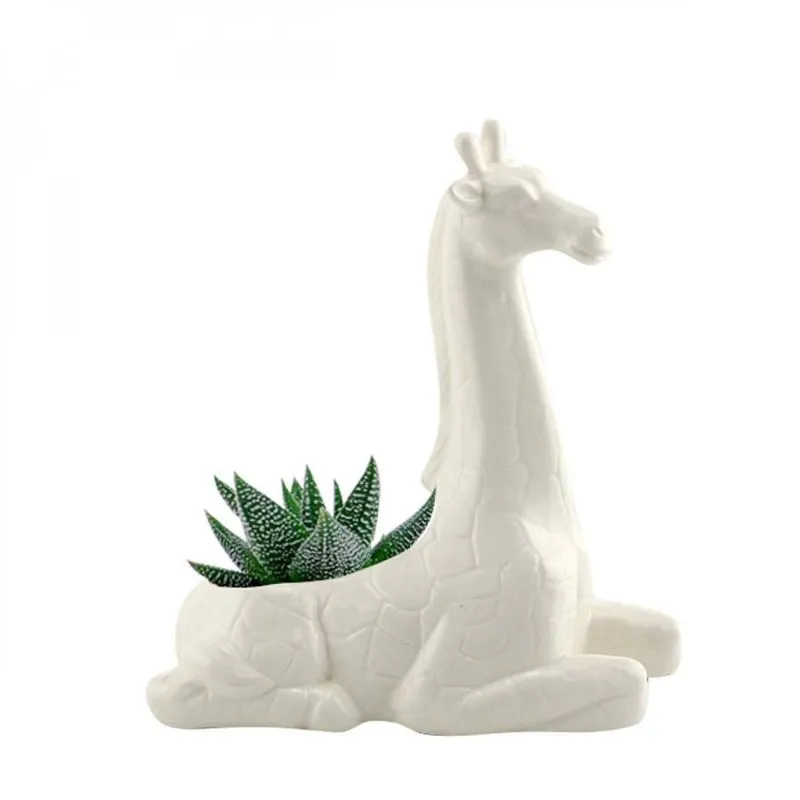 Cachepot Cerâmica Animals Giraffe Urban Branco
