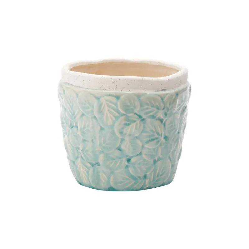 Vaso Decorativo em Cerâmica Embossed Leaves Thin Edge 15,5cmx16,5cm Urban Verde