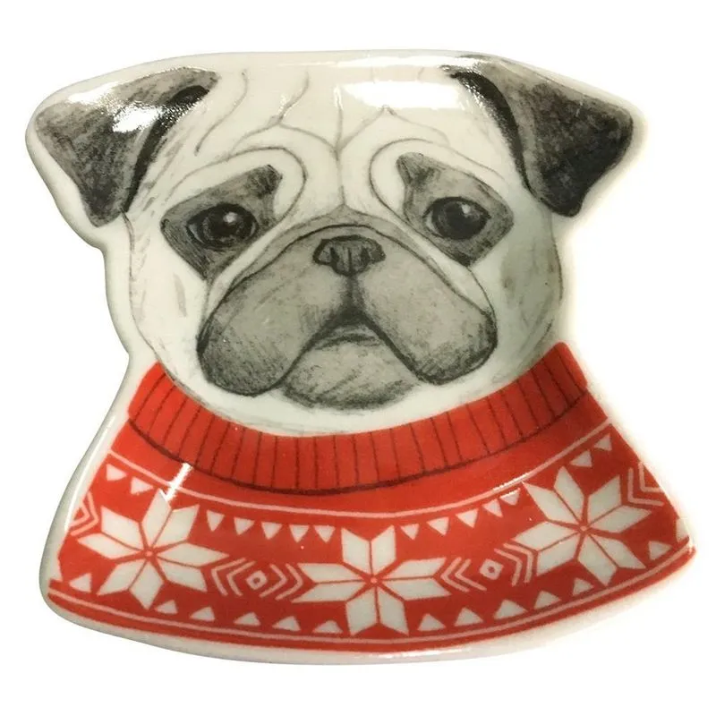 Prato Decorativo Cerâmica Cachorro Trinket Dog Vermelho Urban