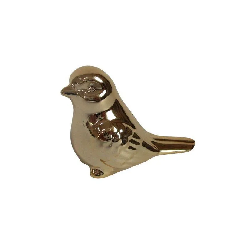 Passarinho Decorativo em Cerâmica Dourado - Pequeno