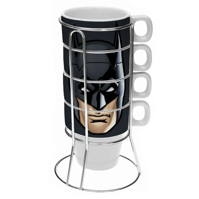 Torre De 4 Xícaras Com Suporte Batman Preto 225 Ml