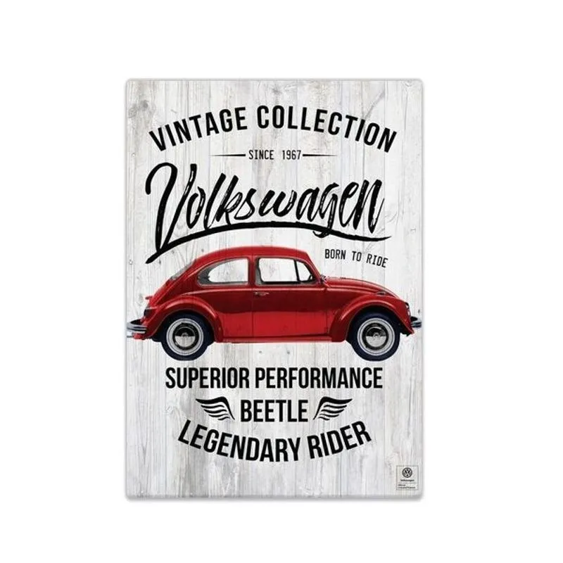 Placa Decorativa em Madeira vw Fusca Vintage Collection fd Branco 25X35X2 cm urban 41484