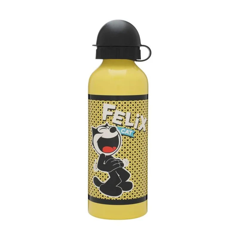 Squeeze Aluminio Gato Felix Laughind Oficial 500ml Amarelo