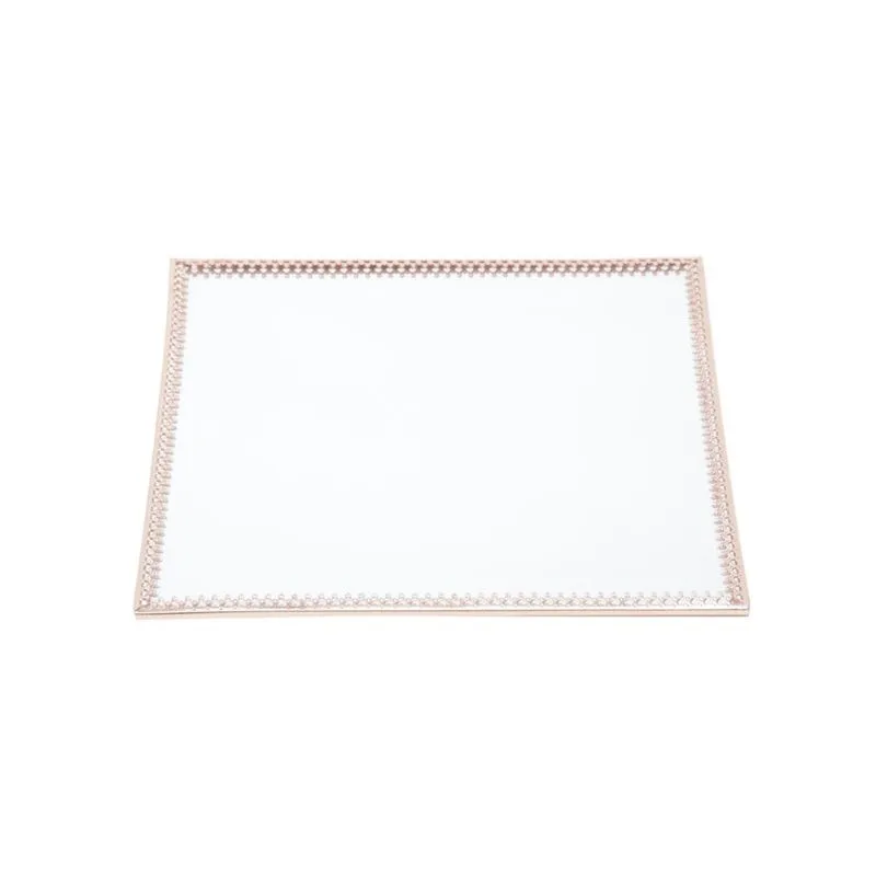 Bandeja Espelhada Metal Quadrada Decorated Edges Cobre