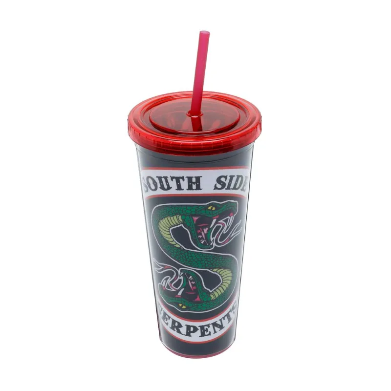 Copo Com Canudo Plástico Riverdale Preto 600ml Copo Com Canudo Plastico Riverdale Preto 600ml