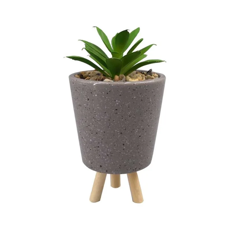 Cachepot Quartz Madeira E Cinza 16x7x7