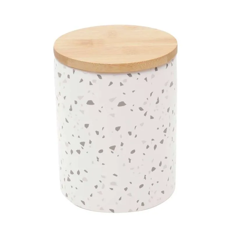 Potiche Clean Branco E Madeira 13x10x10