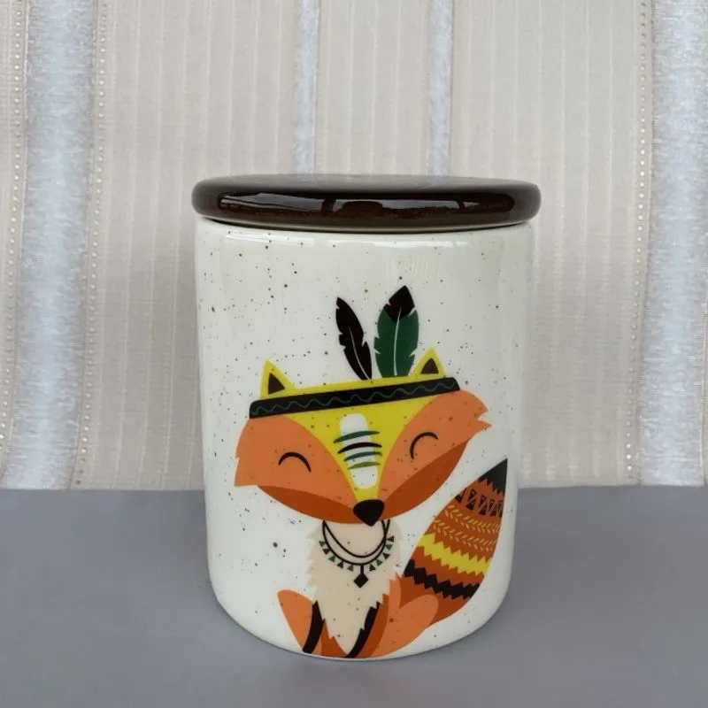 Potiche raposa de cerâmica com tampa