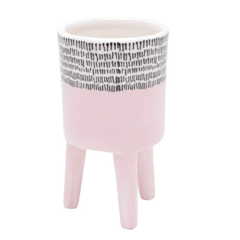 Cachepot De Cerâmica Com Pé Bright Colors Rosa Pequeno 12Cm - Urban