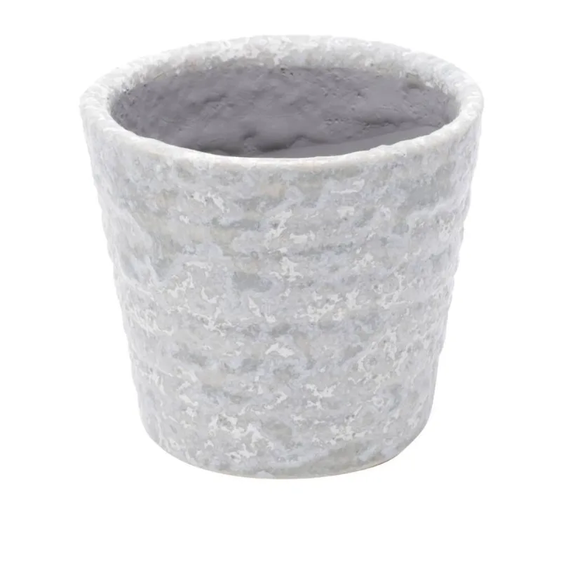 Cachepot Cerâmica Stone Lines Cinza 7,5X7,5X6,5cm