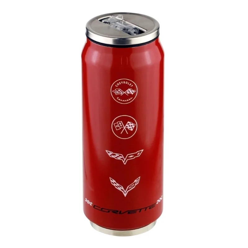 Copo Canudo Inox 470ml Gm Corvette Vermelho
