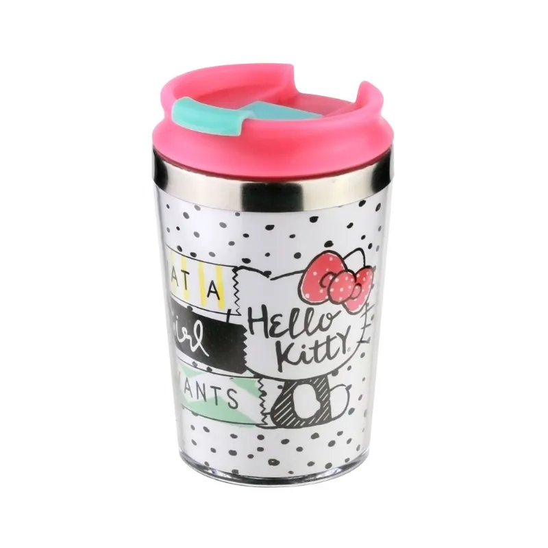 Mini Copo Térmico Inox Hello Kitty Branco 14cm Mini Copo Termico Inox Hello Kitty Branco 14cm