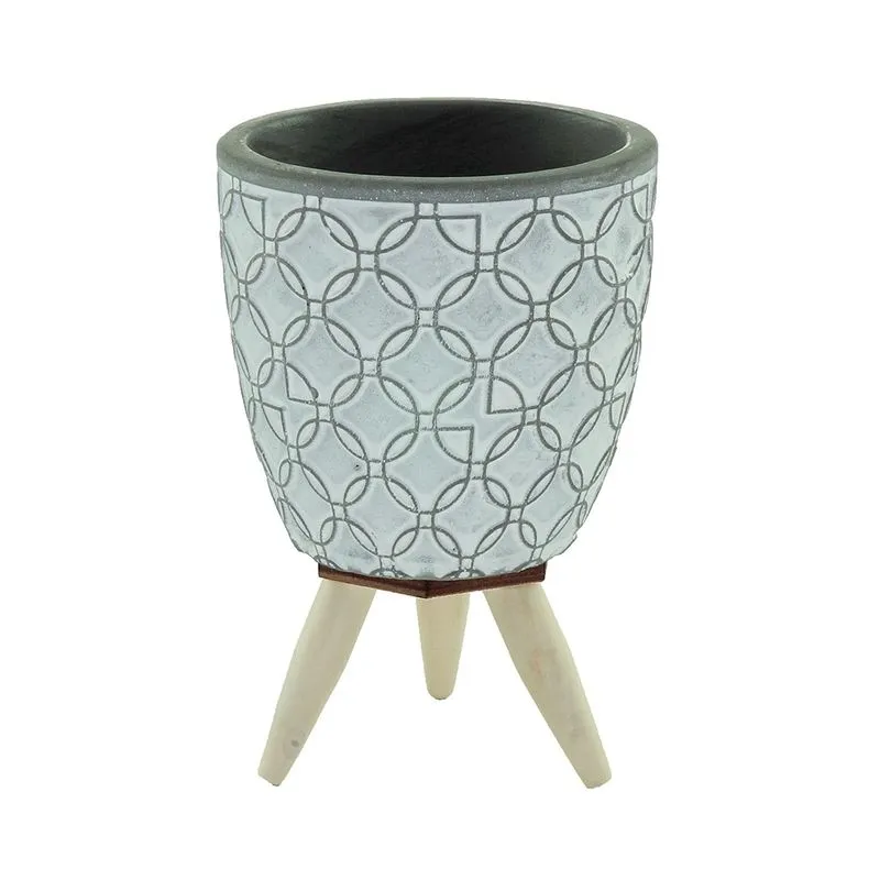 Cachepot de Concreto Tripe Urban 11x7,5x7,5cm Chinese Coin Cinza