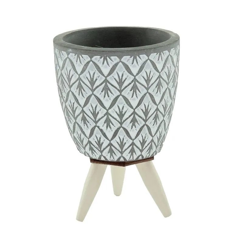 Cachepot de Concreto Tripe Urban 11x7,5x7,5cm Losang Leef Cinza