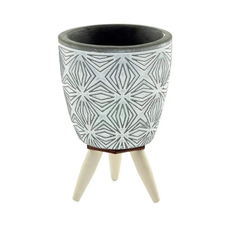 Cachepot de Concreto Tripe Urban 11x7,5x7,5cm Symmetry Flower Cinza