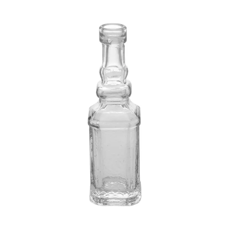 Garrafa vidro Roco Style Square transparente Decorada 3,5×3,5×11,9cm