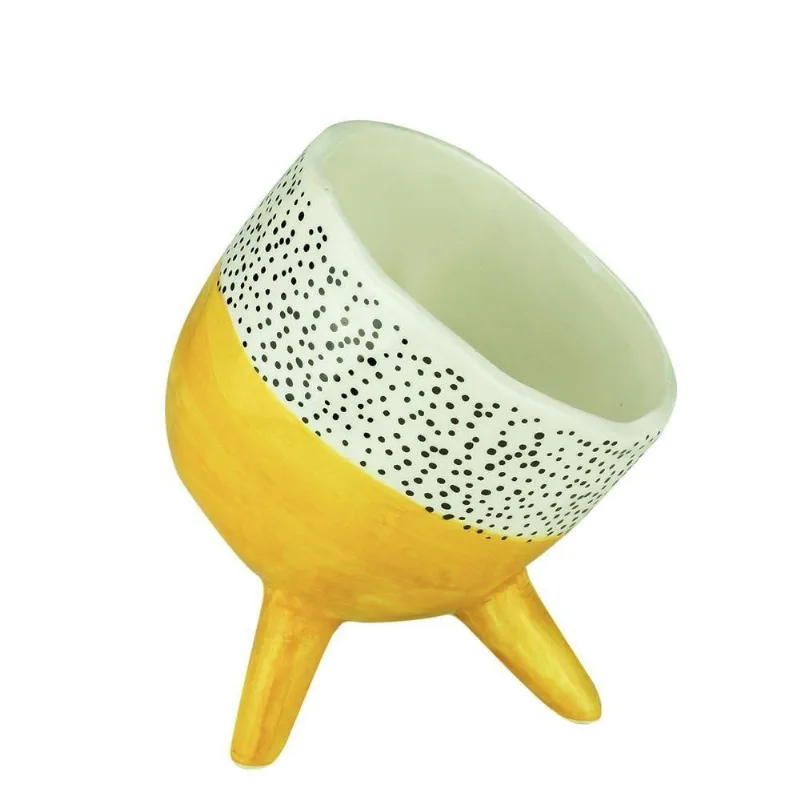 Cachepot De Cerâmica Bended Bright Colors Amarelo 13,7 Cm- Urban