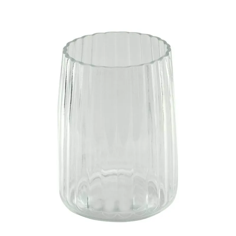 Vaso Vidro Grooved Lines Transparente 12,8X12,8X16,2cm