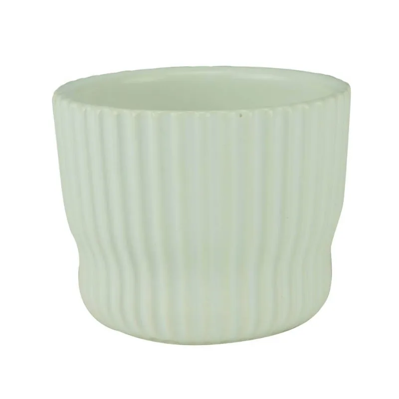 Cachepot Cerâmica Matte Groove Branco 7,4X7,4X6cm