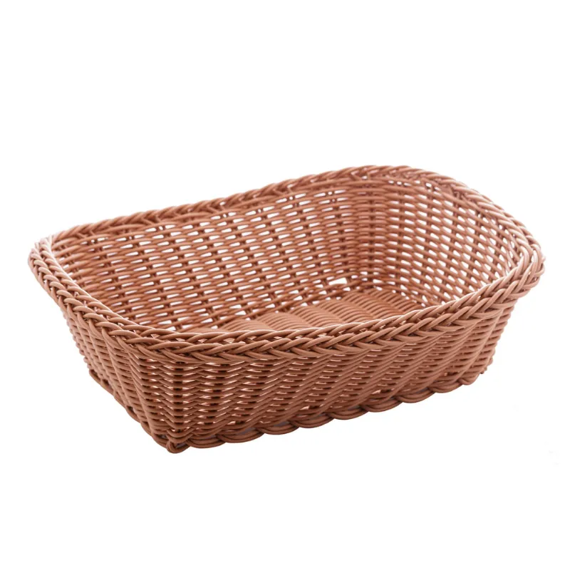 Cesta Retangular De Plástico Rattan Marrom 27x20cm Lyor