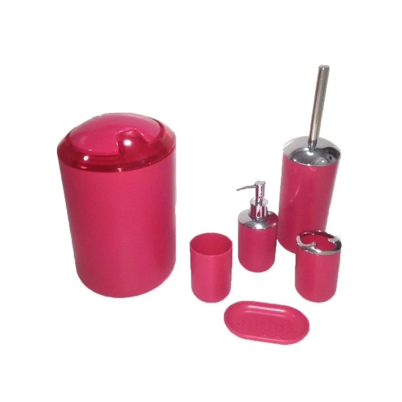 Kit Banheiro Com 6 Peças Rosa Alta Qualidade