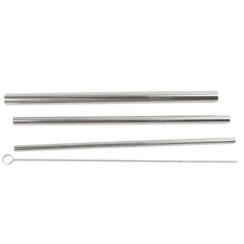 Kit 3 Canudos Inox Conjunto Reto Escova Limpeza 559mtzi