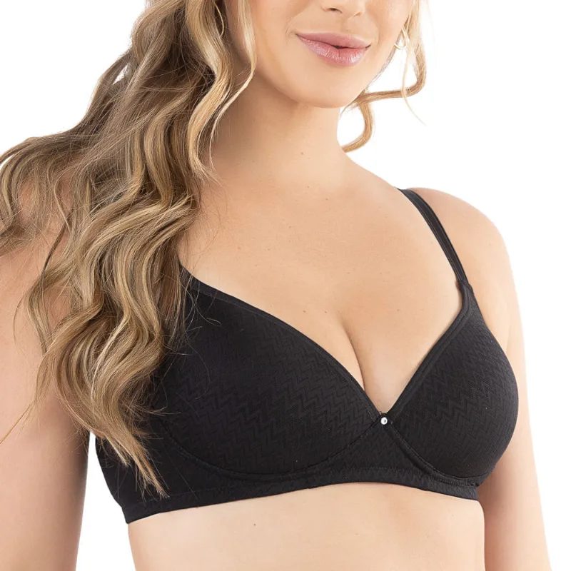 Soutien De Microfibra Jacquard Preto