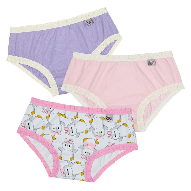 Kit 03 Calcinhas Baby Estampa Pinguim