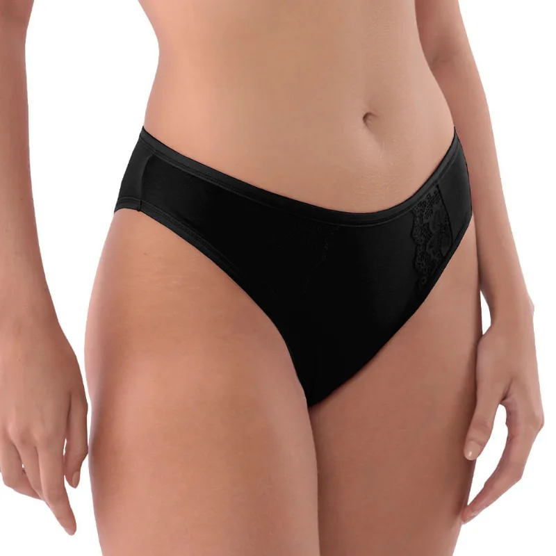 Calcinha Biquini Em Modal E Renda Preto