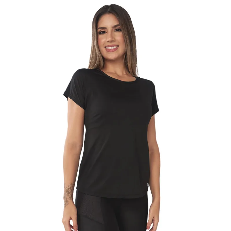 T-Shirt Fitness Em Crepe E Bee House Preto - DelRio