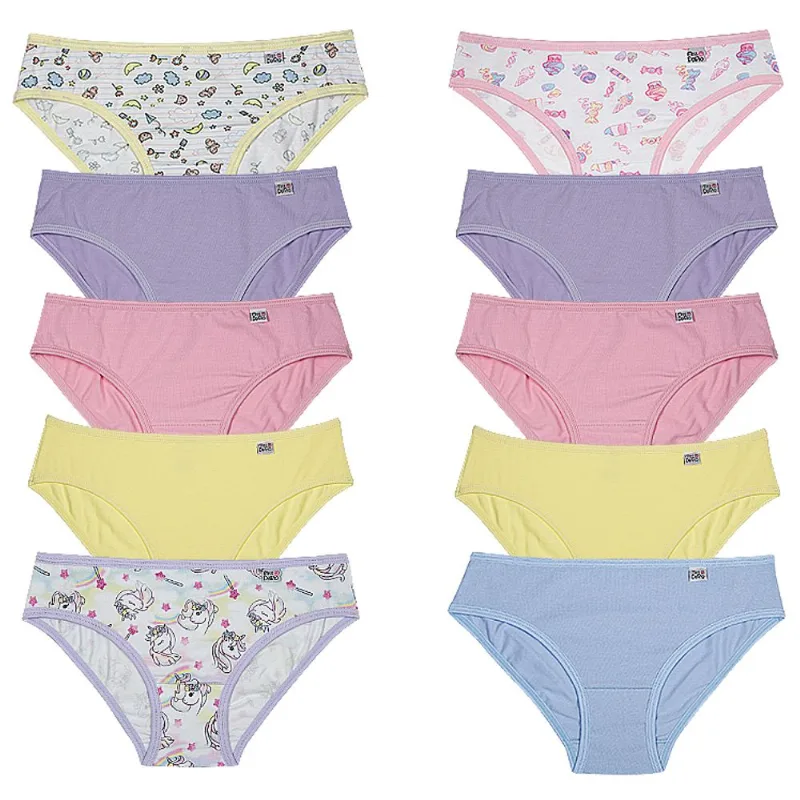 Kit 10 Calcinhas Biquini De Cotton Infantil