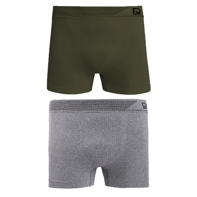 Kit 02 Cuecas Boxer Sem Costura Verde Musgo/Mescla