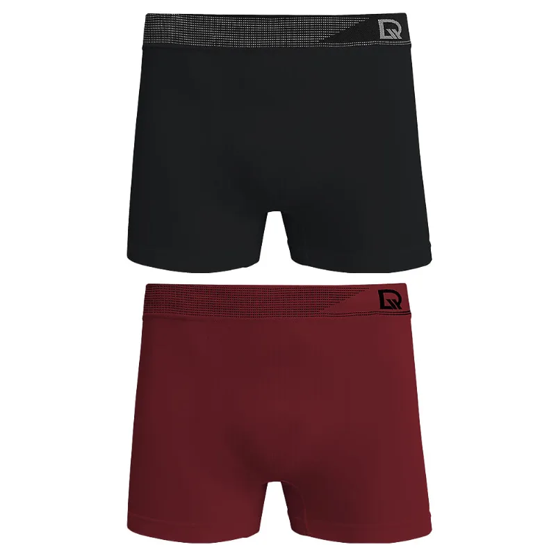 Kit 02 Cuecas Boxer Sem Costura Vinho/Preto - DelRio