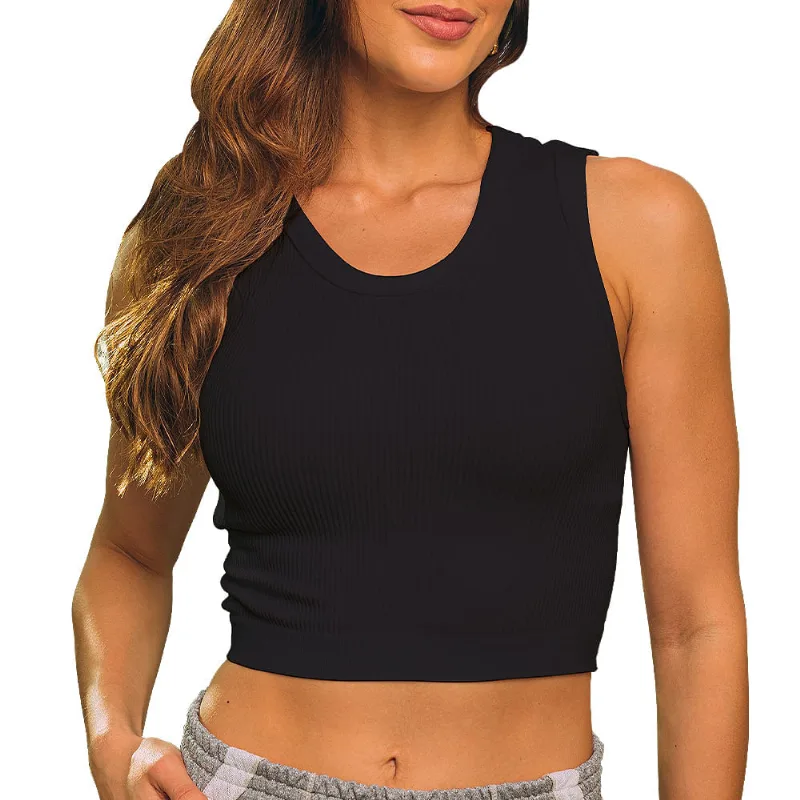 Cropped Canelado Sem Costura Preto