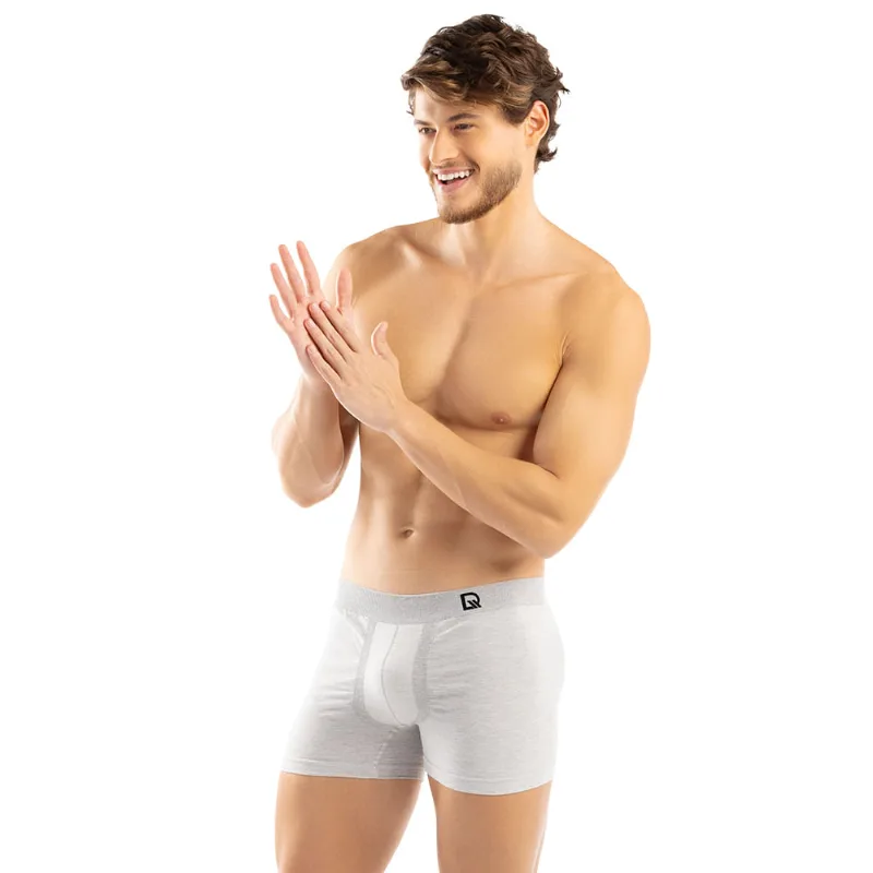 Cueca Boxer Sem Costura De Algodão Mescla Claro