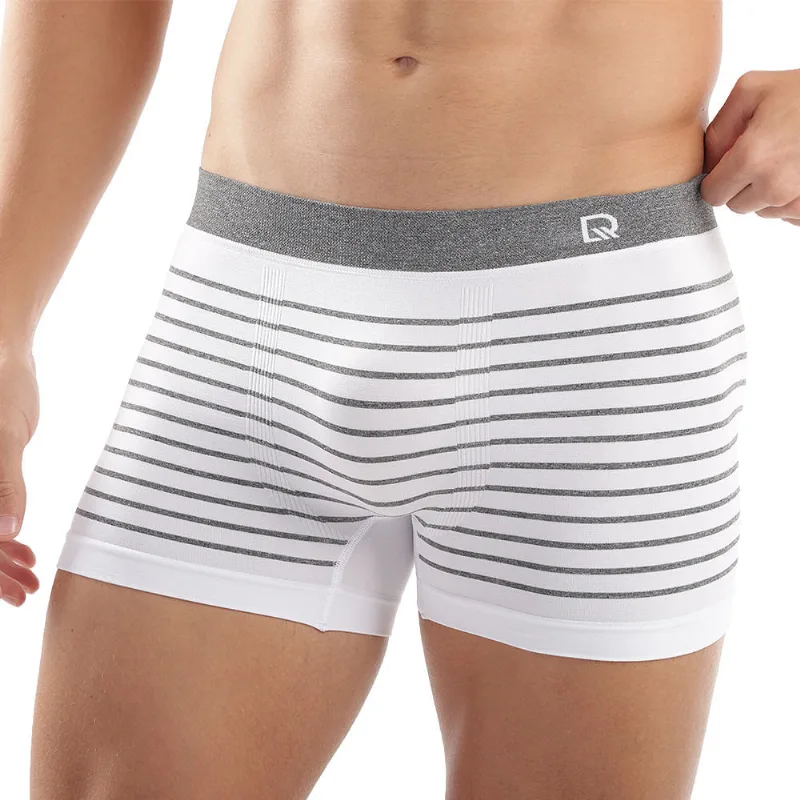Cueca Boxer Sem Costura Listrada Branco Listra Mescla