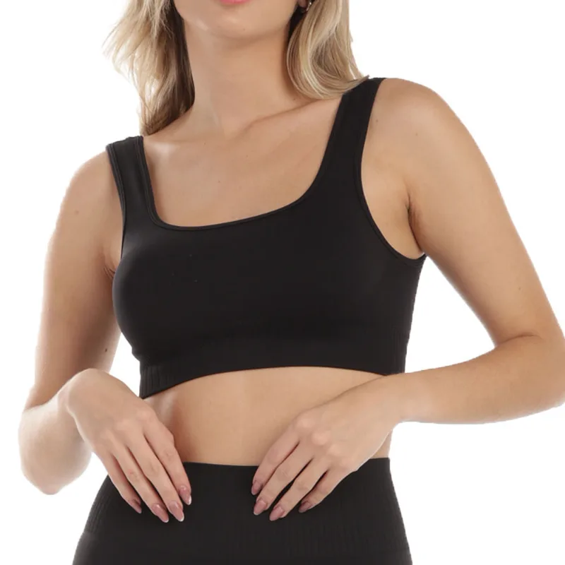 Top Fitness Sem Costura E Bojo Removível Preto