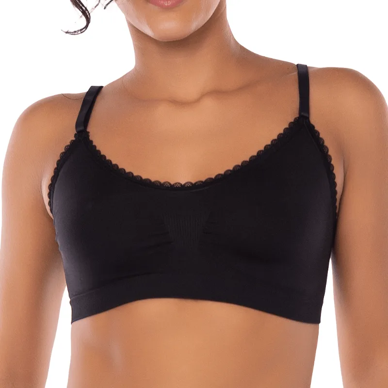 Top Sem Costura Com Detalhes Canelado Preto