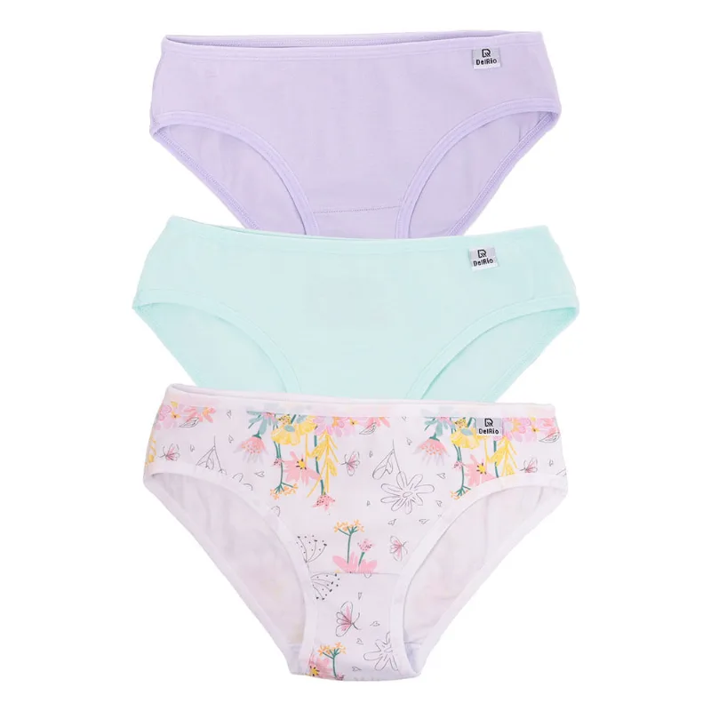 Kit 03 Calcinhas Infantil Em Cotton Estampa Elisa