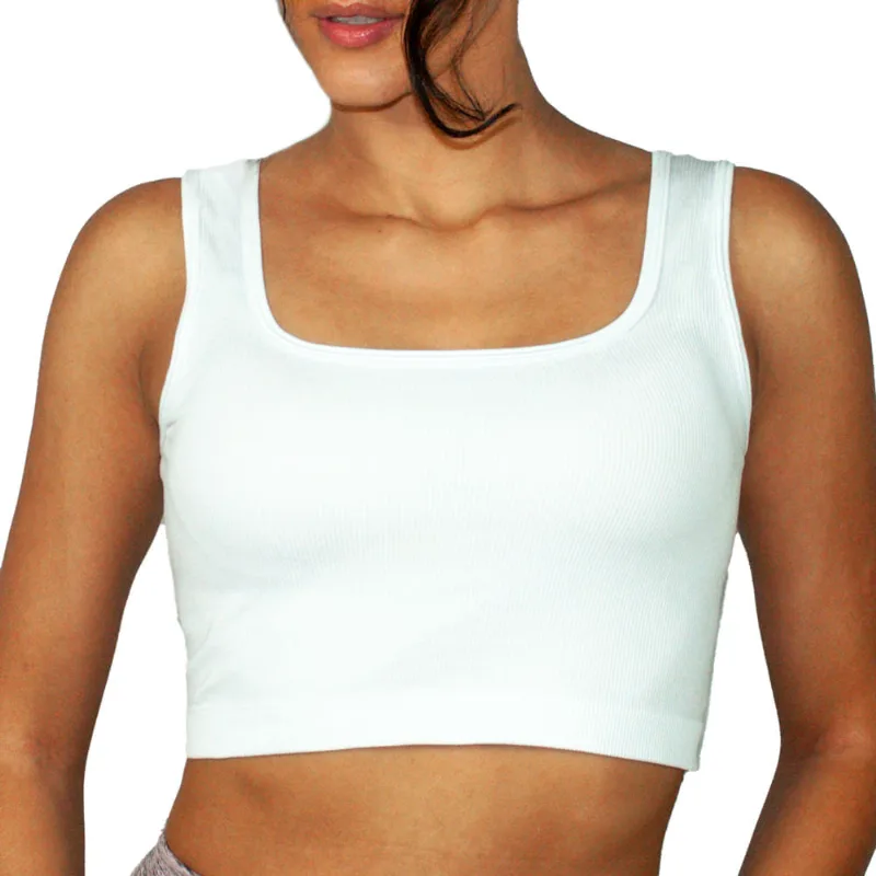 Cropped Teen Canelado Com Alças Largas Branco