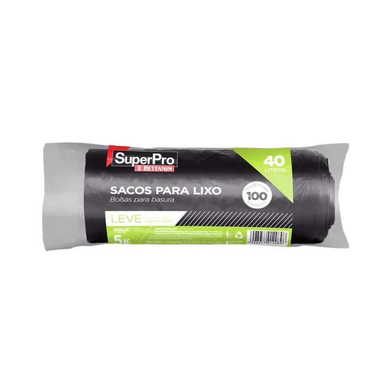 Saco para Lixo 40 Litros Preto com 100 Unidades Bettanin