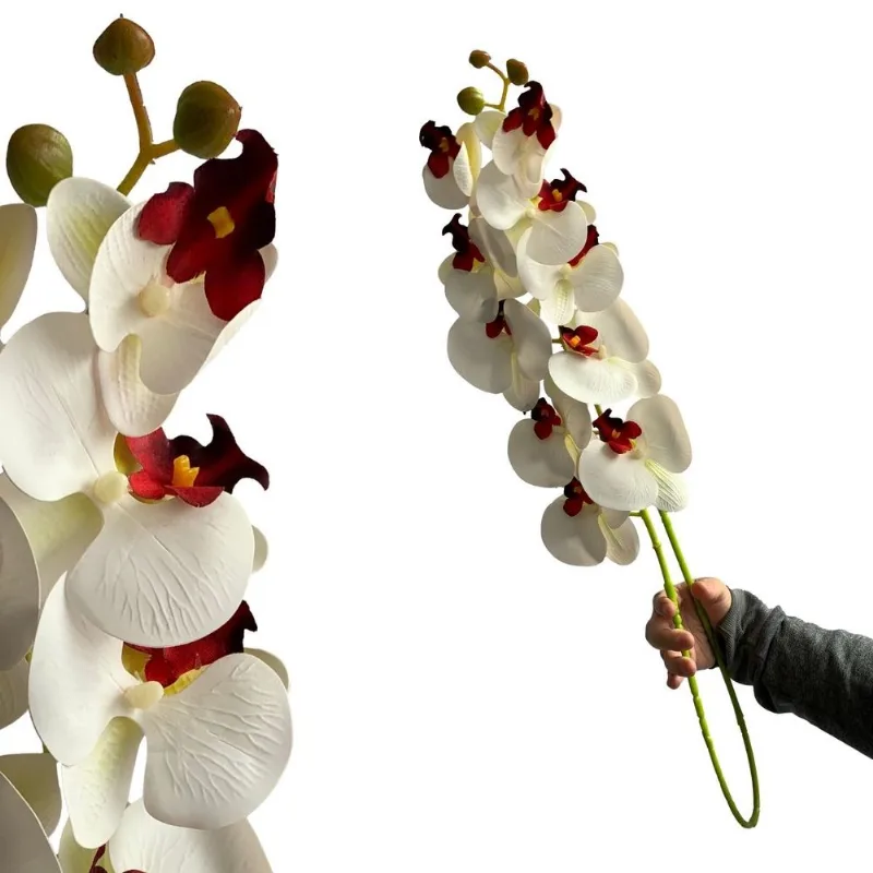 Flor Orquídea Artificial Realista Silicone Branco Premium Para Decoração