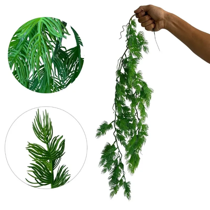 1 Haste Folhagem Artificial Pendente 75cm Premium Realista Para Decoração