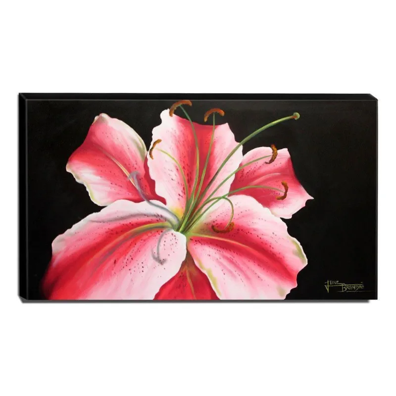 Quadro De Pintura Lirio Rosa 70X120Cm-1367