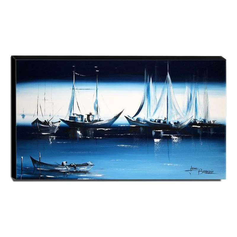 Quadro De Pintura Barcos 60x105cm-1285